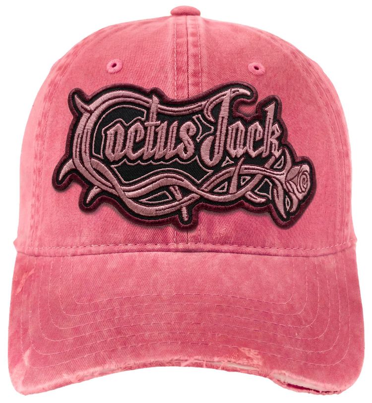 Cactus Jack by Travis Scott Distressed Patch Logo Hat Pink