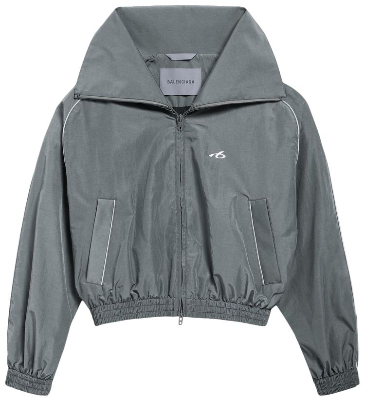 Balenciaga High Collar Tracksuit Jacket Elephant Grey