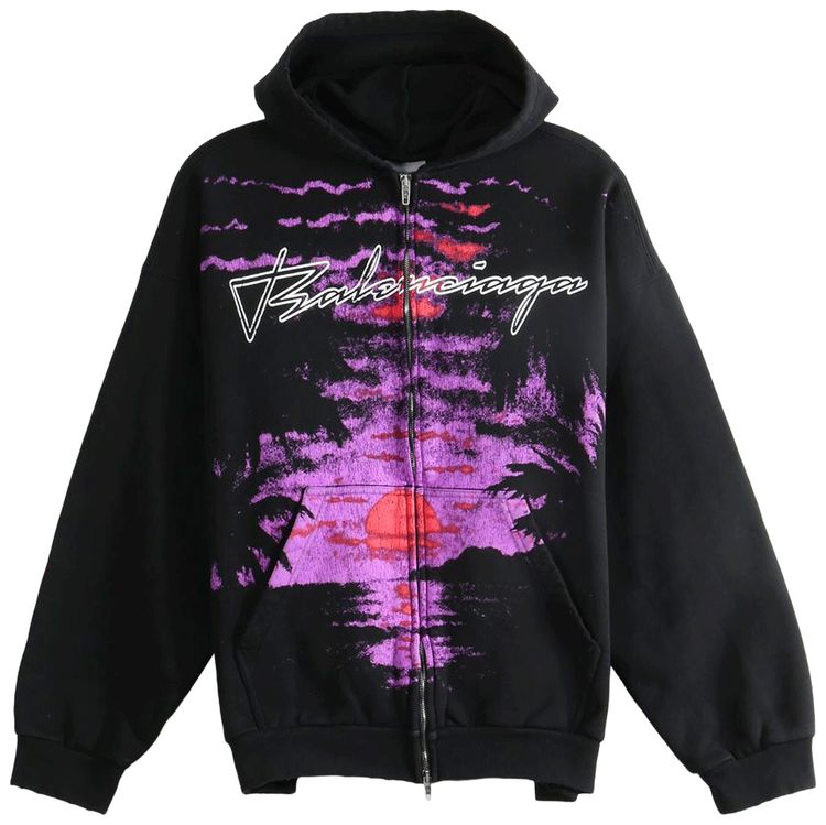 Balenciaga Zip Up Hoodie Black