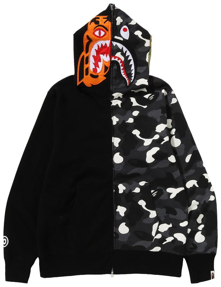 BAPE City Camo Tiger Shark Full Zip Hoodie Black