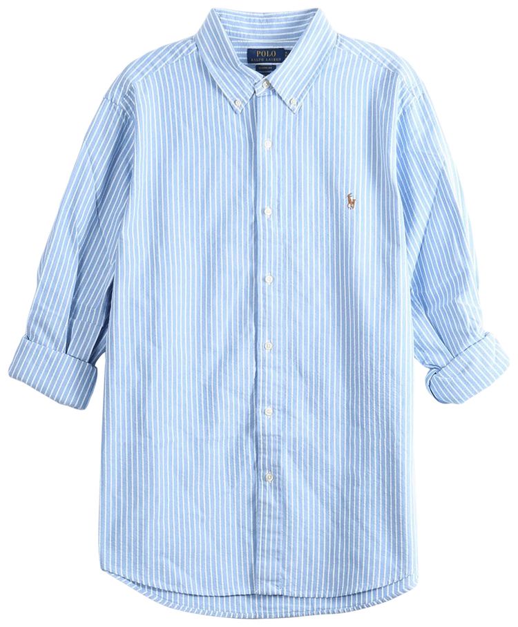 Polo Ralph Lauren Long Sleeve Seersucker Oxford Sport Shirt BlueWhite