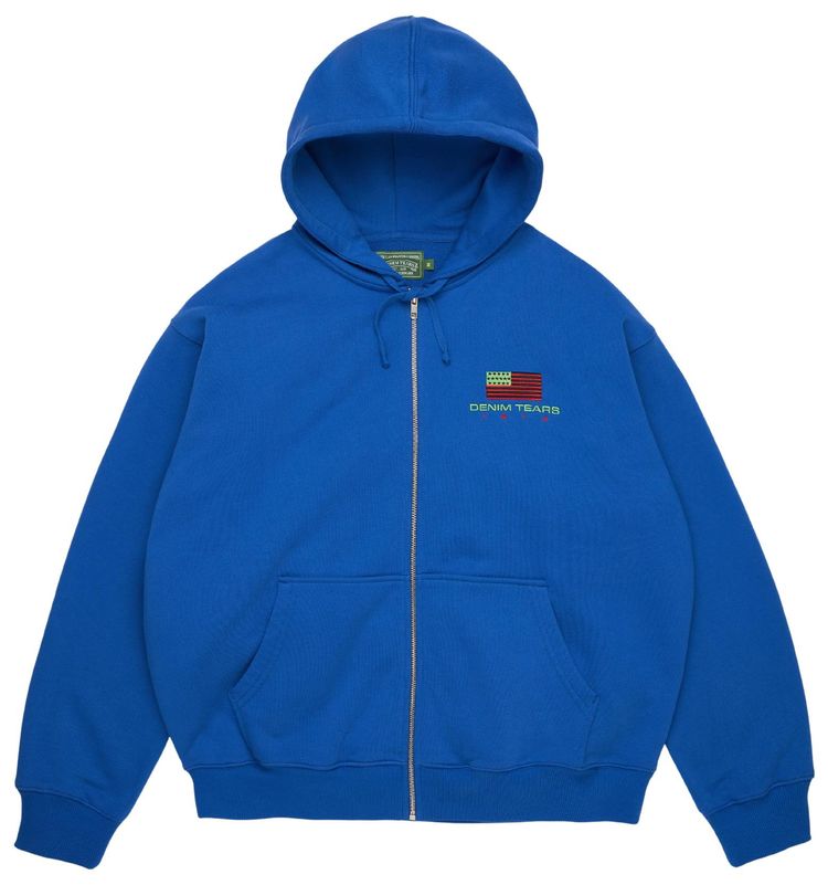 Denim Tears Pan African Zip Hoodie Blue
