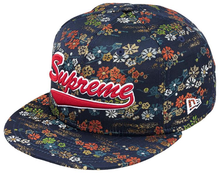Supreme Floral Jacquard New Era Navy