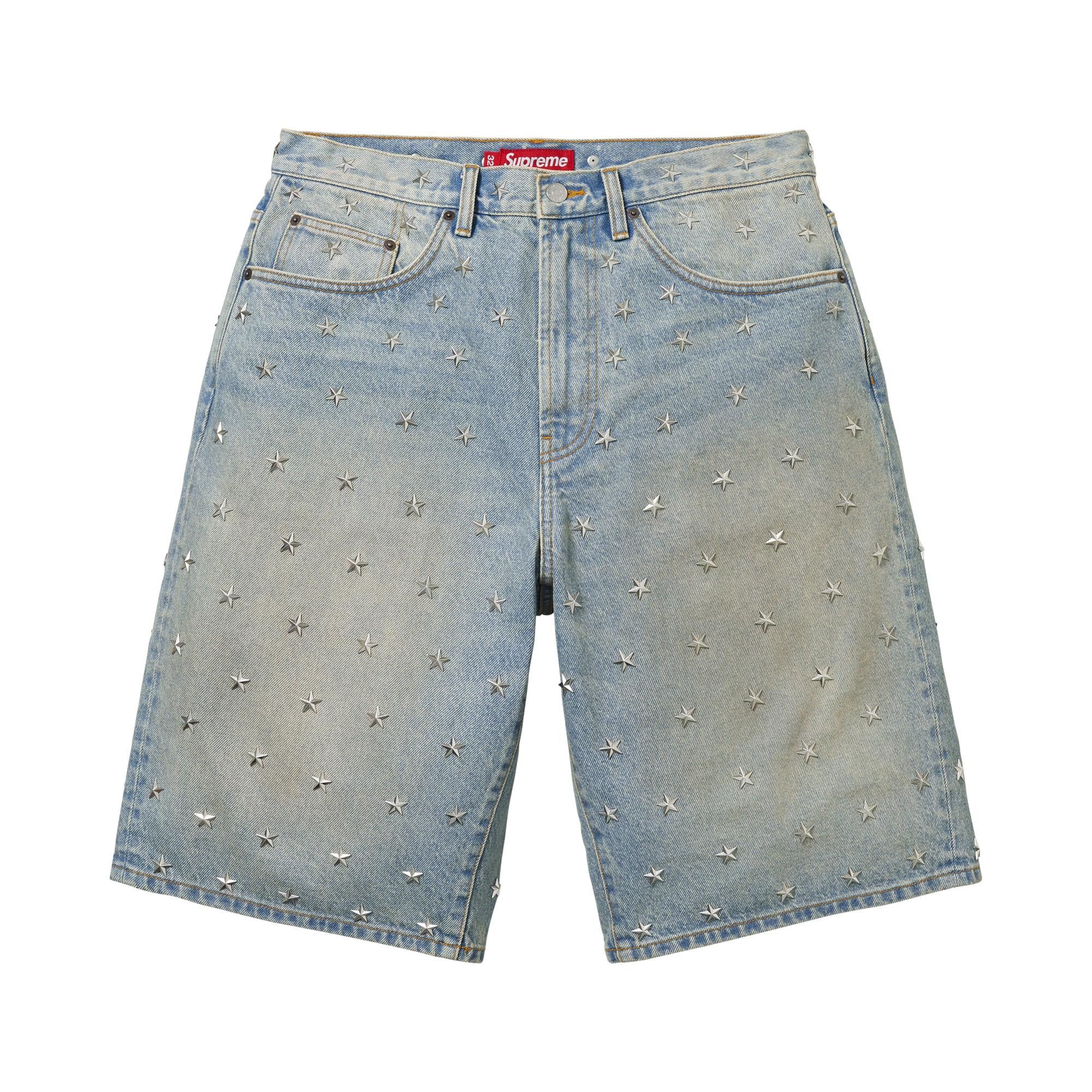 Buy Supreme Stars Studded Baggy Denim Short 'Washed Indigo