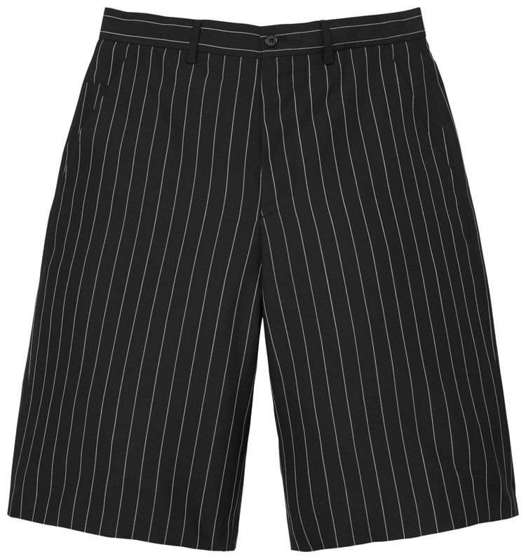 Supreme Pinstripe Wool Trouser Short Black