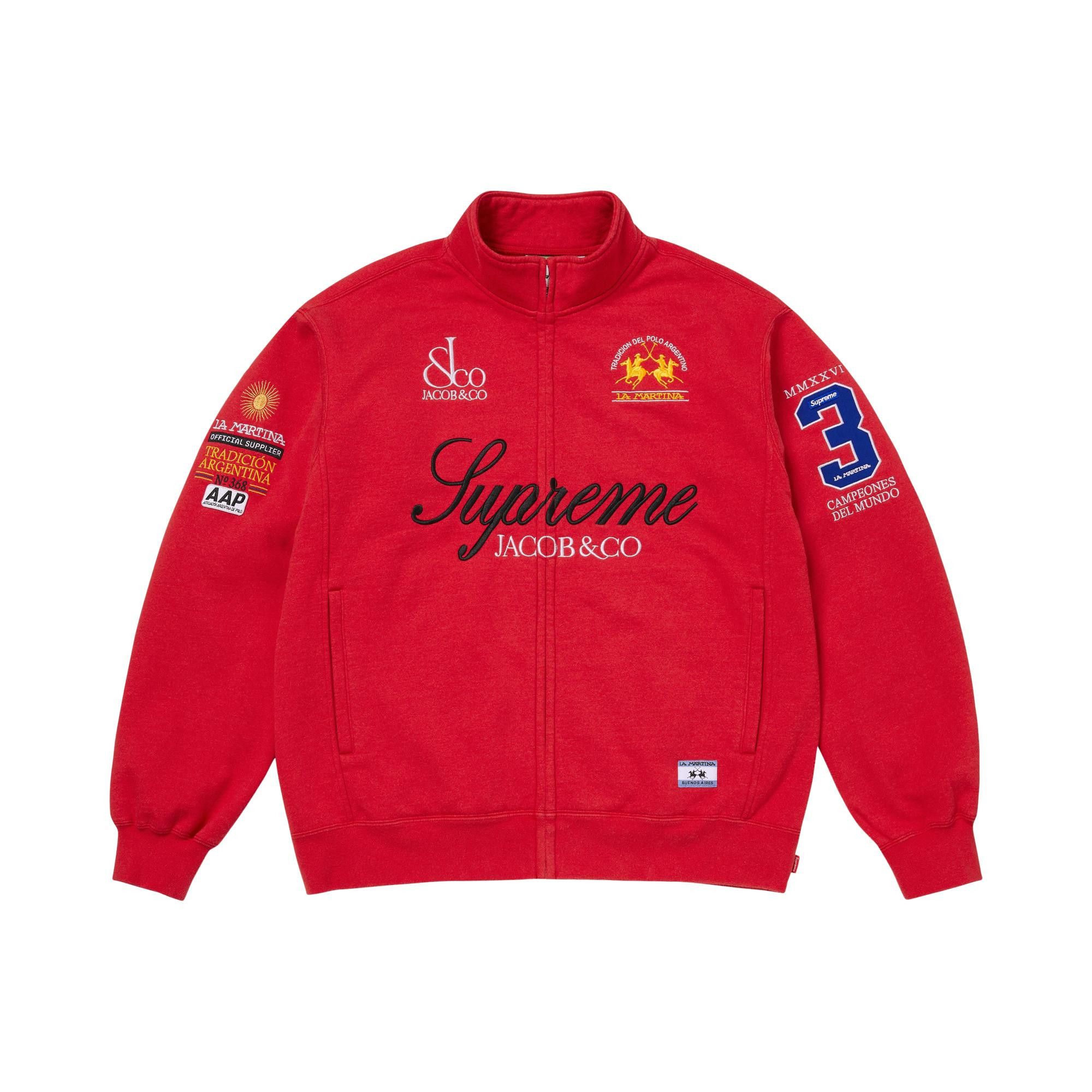 Buy Supreme x La Martina x Jacob & Co Zip Up Sweatshirt 'Red