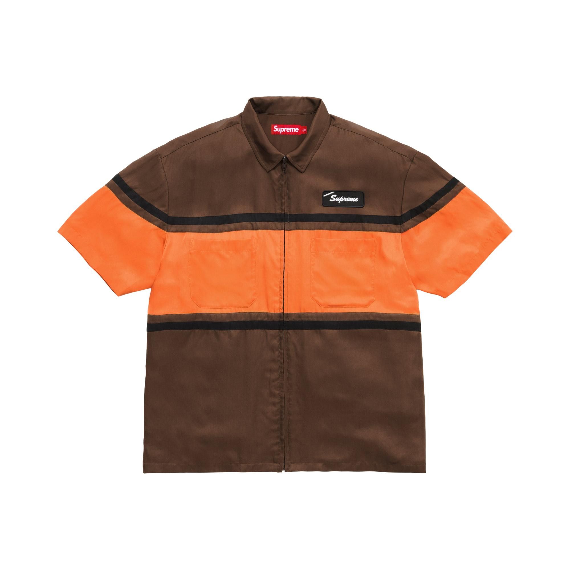 Buy Supreme Silk Zip Up Short-Sleeve Shirt 'Brown' - SS26S42 BROWN