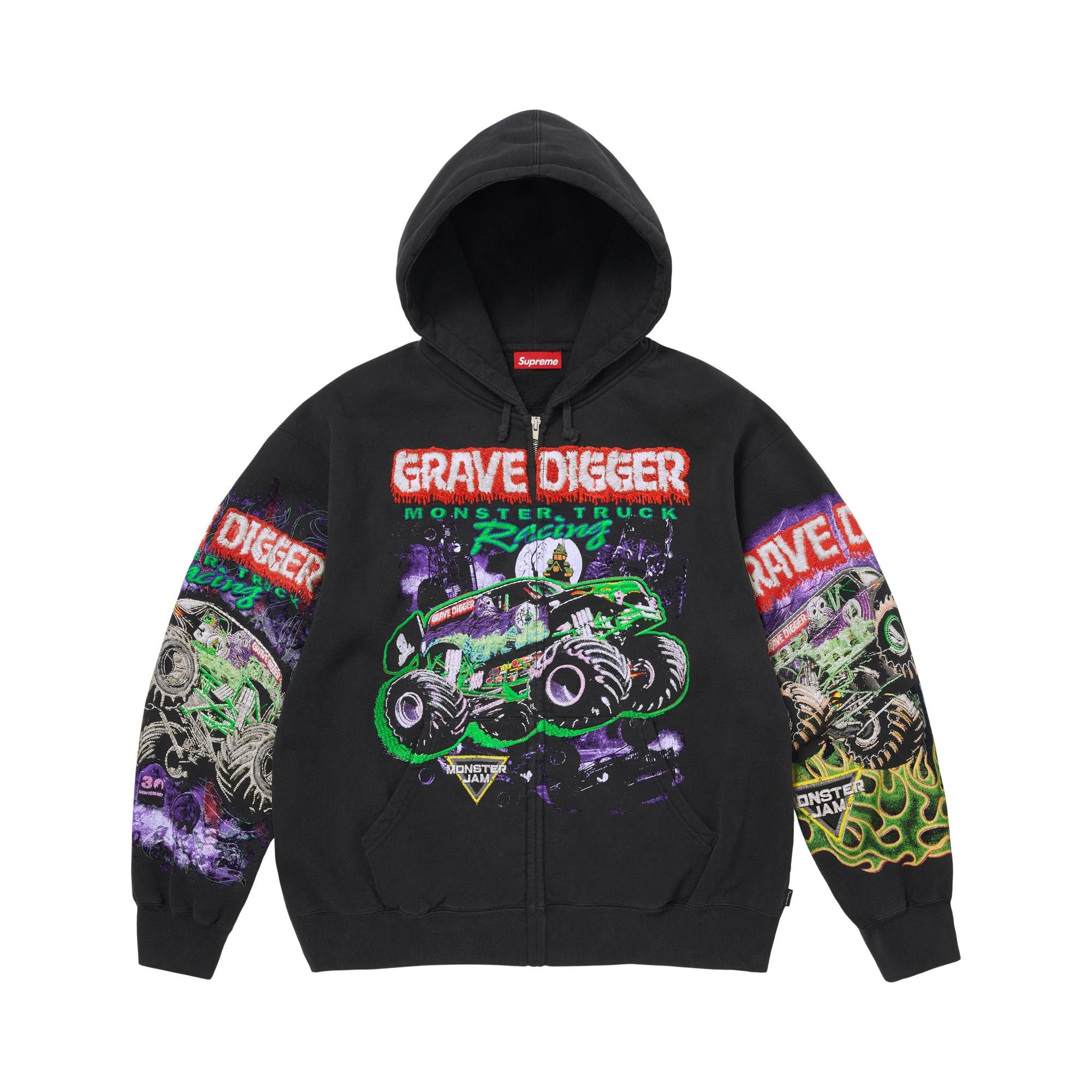 トップス Supreme Monster Jam Grave Digger XL Buy Supreme Monster Jam Grave Digger Zip Up Hooded Sweatshirt