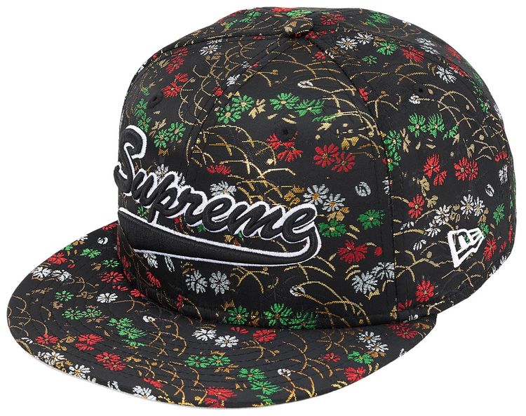 Supreme Floral Jacquard New Era Black