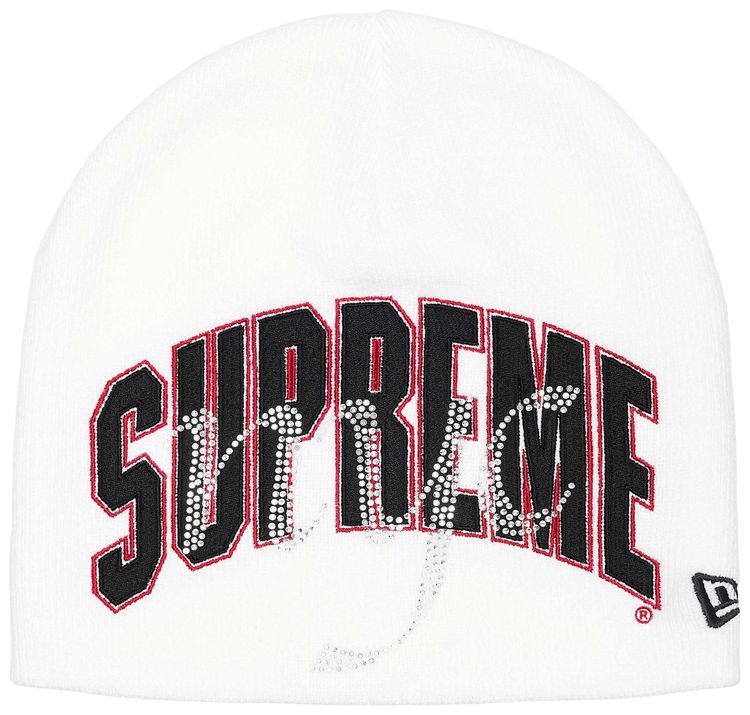 Supreme New Era Rhinestone Beanie White