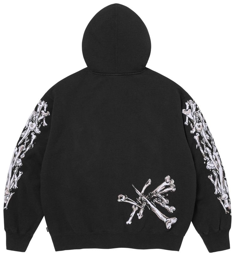 Supreme Monster Jam Grave Digger Bones Zip Up Hooded Sweatshirt Black
