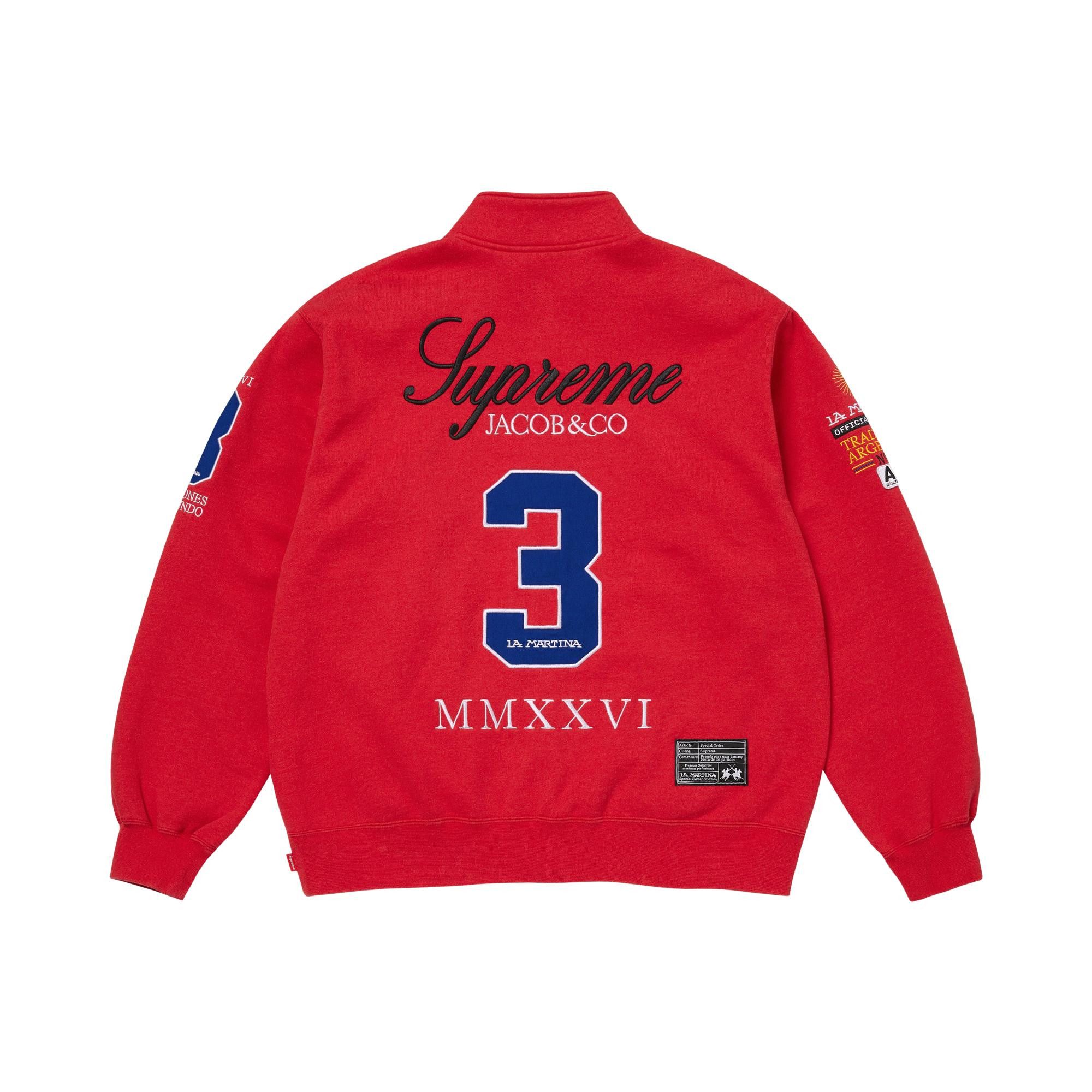 Buy Supreme x La Martina x Jacob & Co Zip Up Sweatshirt 'Red