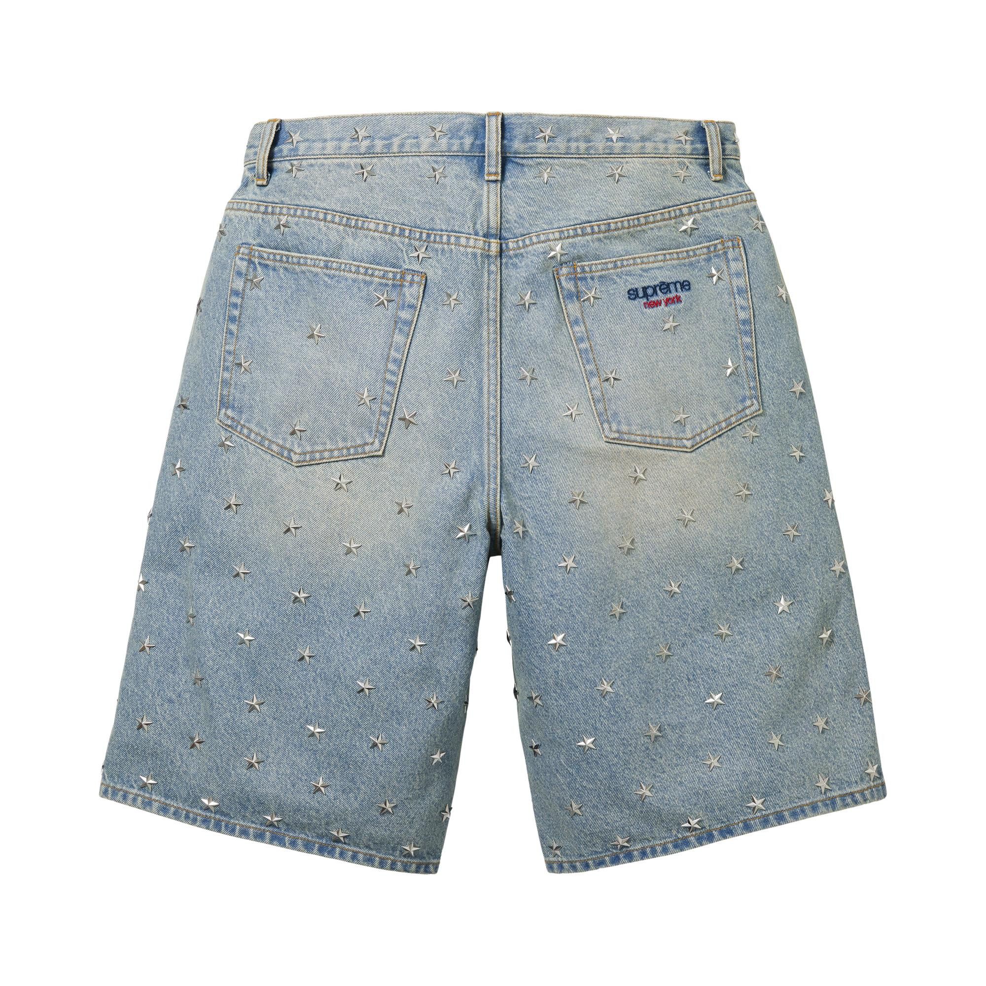 Buy Supreme Stars Studded Baggy Denim Short 'Washed Indigo