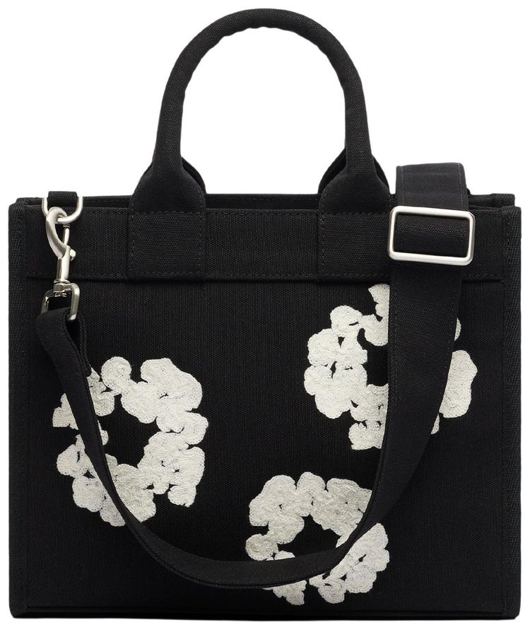 Denim Tears Cotton Wreath Canvas Tote Bag Small BlackWhite
