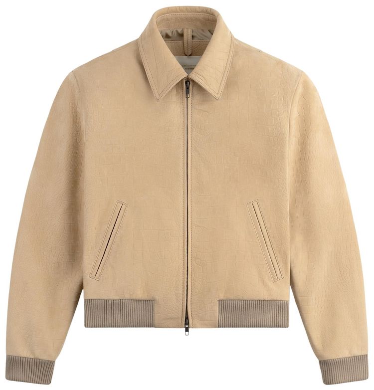 Aime Leon Dore Croc Embossed Nubuck Bomber Jacket Sand
