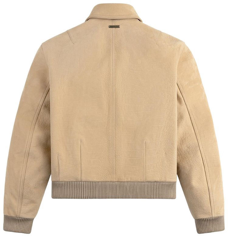Aime Leon Dore Croc Embossed Nubuck Bomber Jacket Sand