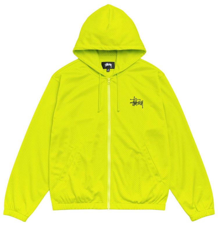 Stussy Athletic Mesh Zip Hoodie Safety Green