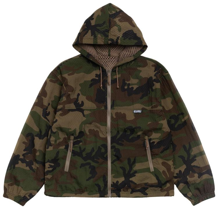 Stussy Layered Mesh Hooded Jacket Woodland Camo