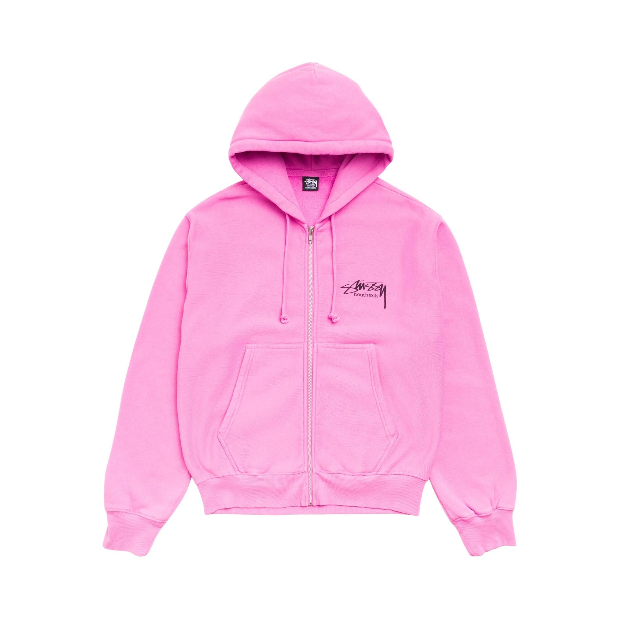 Buy Stussy Beach Roots Zip Hoodie Garment Dyed 'Pink' - 1975198