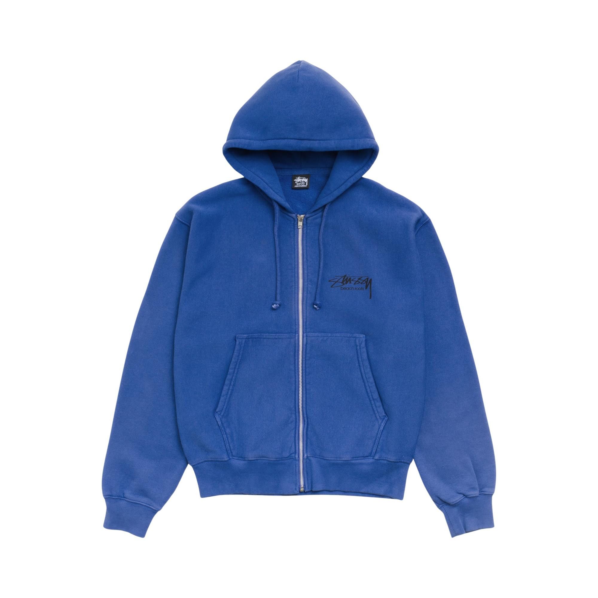 Buy Stussy Beach Roots Zip Hoodie Garment Dyed 'Indigo' - 1975198