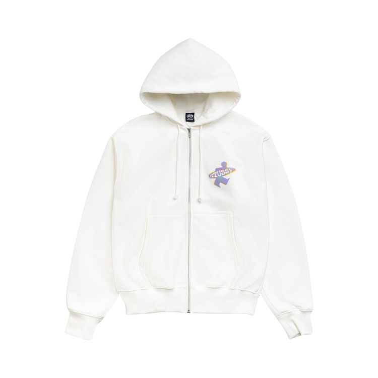 Stussy Dot Surf Puff Print Zip Hoodie Off White