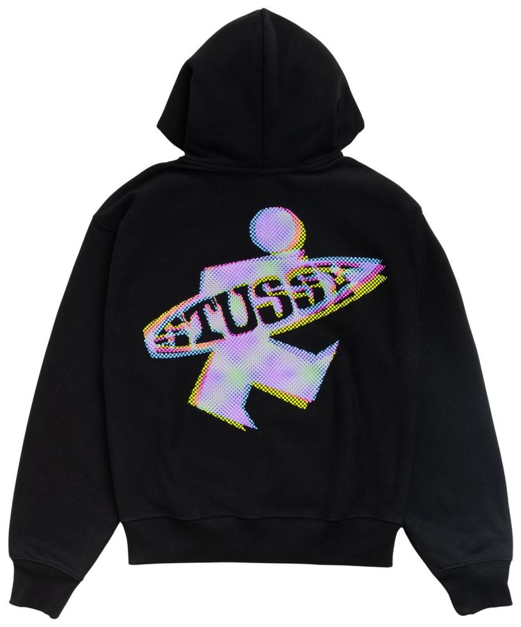Stussy Dot Surf Puff Print Zip Hoodie Black