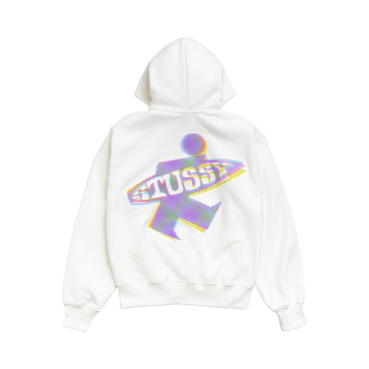 Stussy Dot Surf Puff Print Zip Hoodie Off White