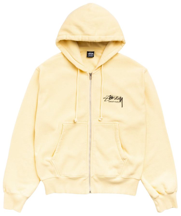 Stussy Beach Roots Zip Hoodie Garment Dyed Gold