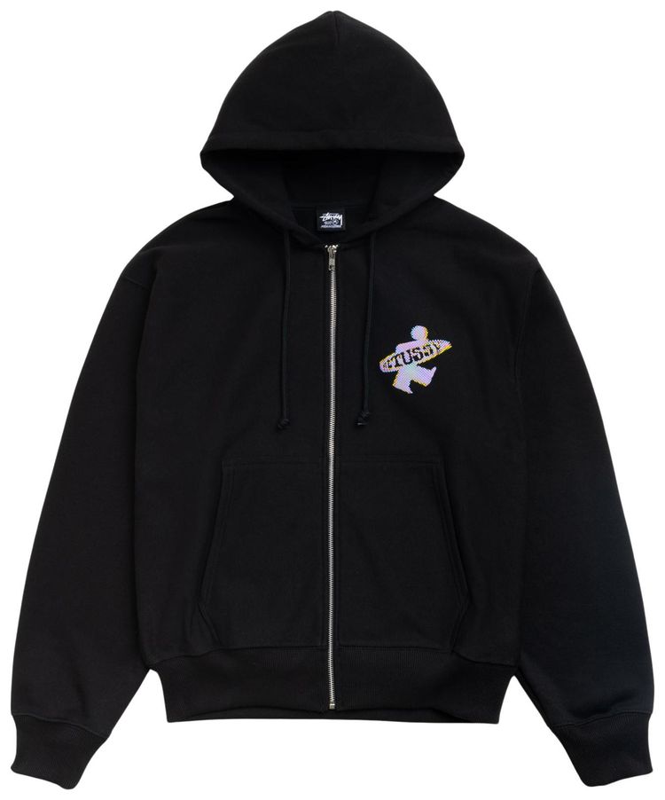 Stussy Dot Surf Puff Print Zip Hoodie Black