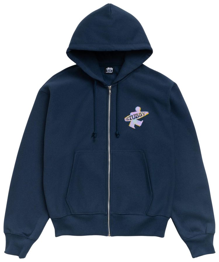 Stussy Dot Surf Puff Print Zip Hoodie Navy