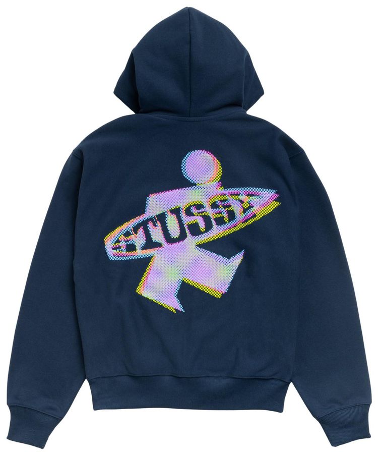 Stussy Dot Surf Puff Print Zip Hoodie Navy