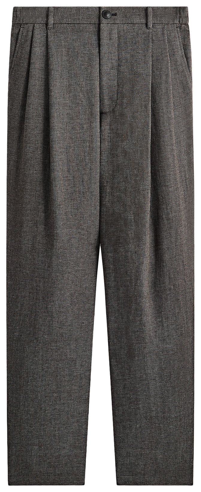 Kith Kin Textured Linen Flax Brynn Pleated Pant Black Melange