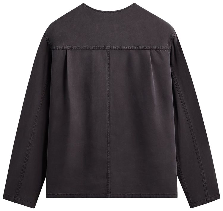 Kith Kin Garment Dyed Silk Collarless Yardley Shirt Phantom Grey