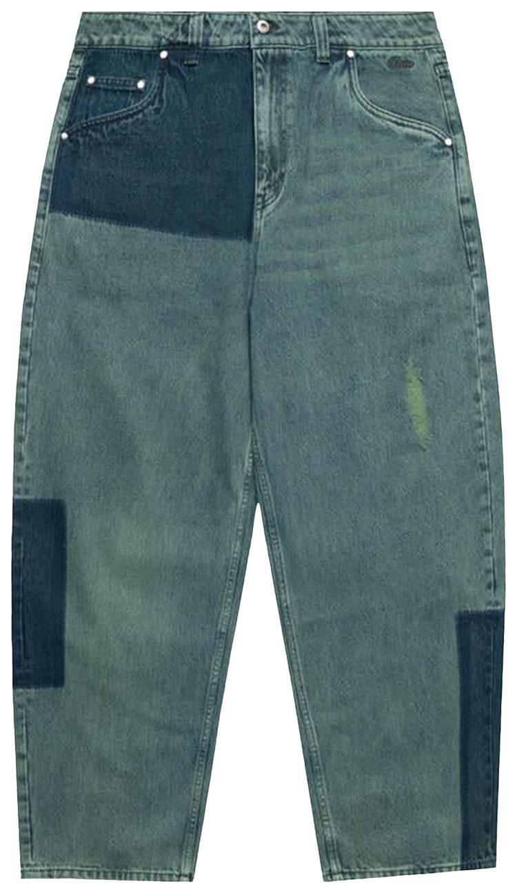 Dime Baggy Denim Pants Distressed Green