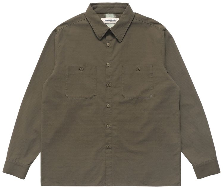 Metalwood Studio Paneled Work Shirt Olive