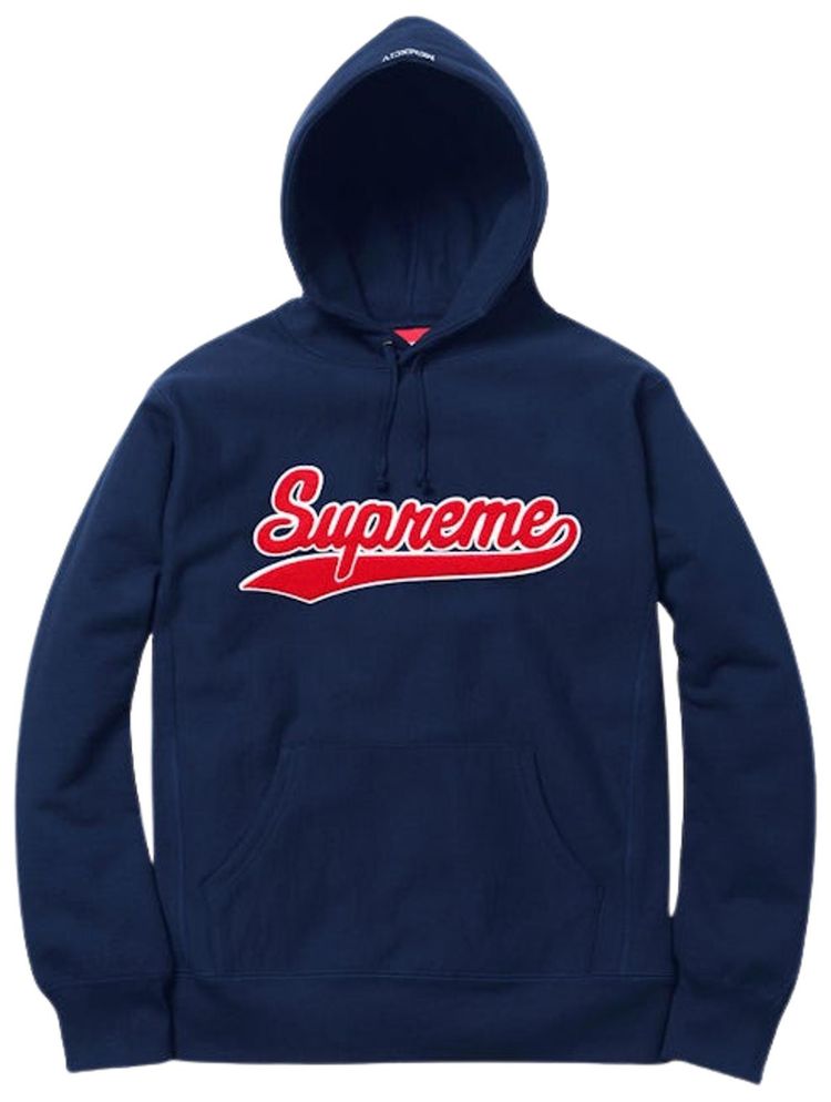 Supreme Chenille Script Hooded Sweatshirt Navy