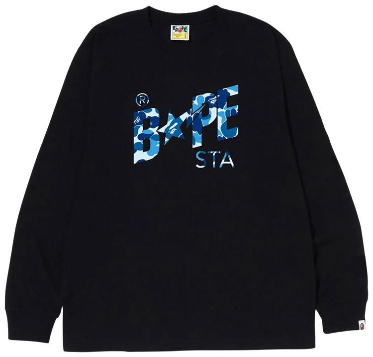 BAPE ABC Camo Bapesta Logo Long Sleeve Tee BlackBlue