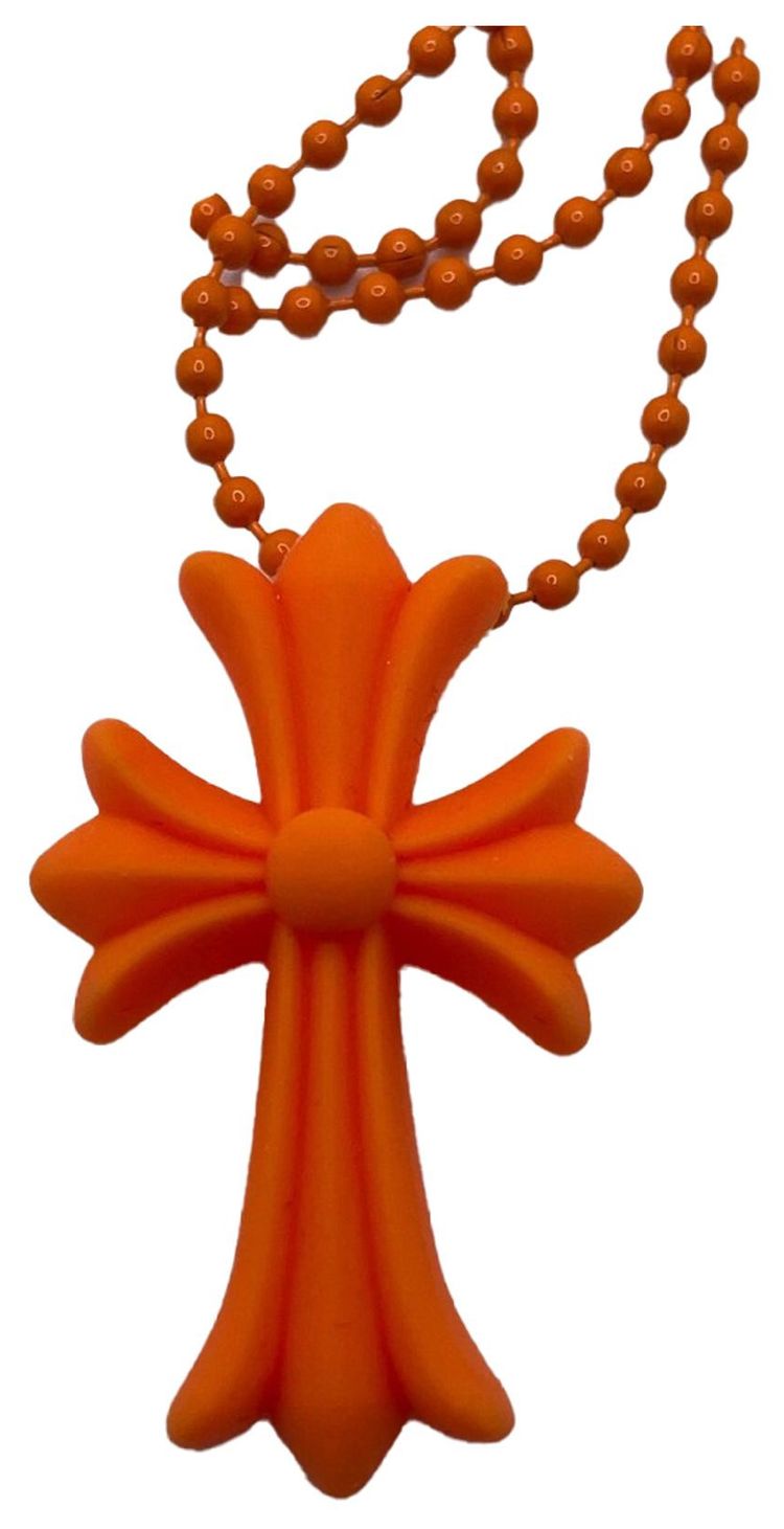 Chrome Hearts Silicone Cross Necklace Orange