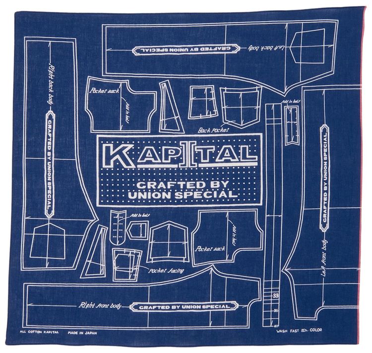 Kapital Fastcolor Selvedge Bandana Barbie Pattern Navy