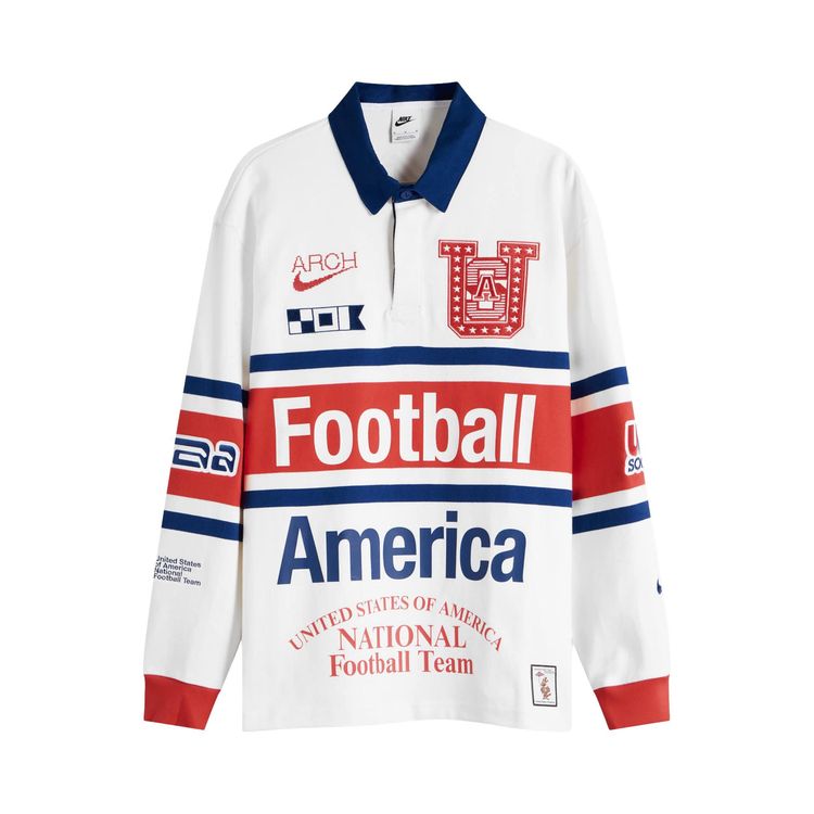 Nike USA x VAA Long Sleeve Rugby Top WhiteChallenge Red