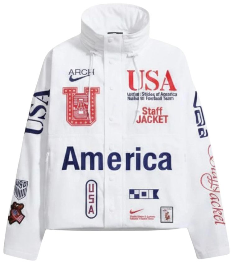 Nike USA x VAA Woven Staff Jacket WhiteDeep Royal Blue