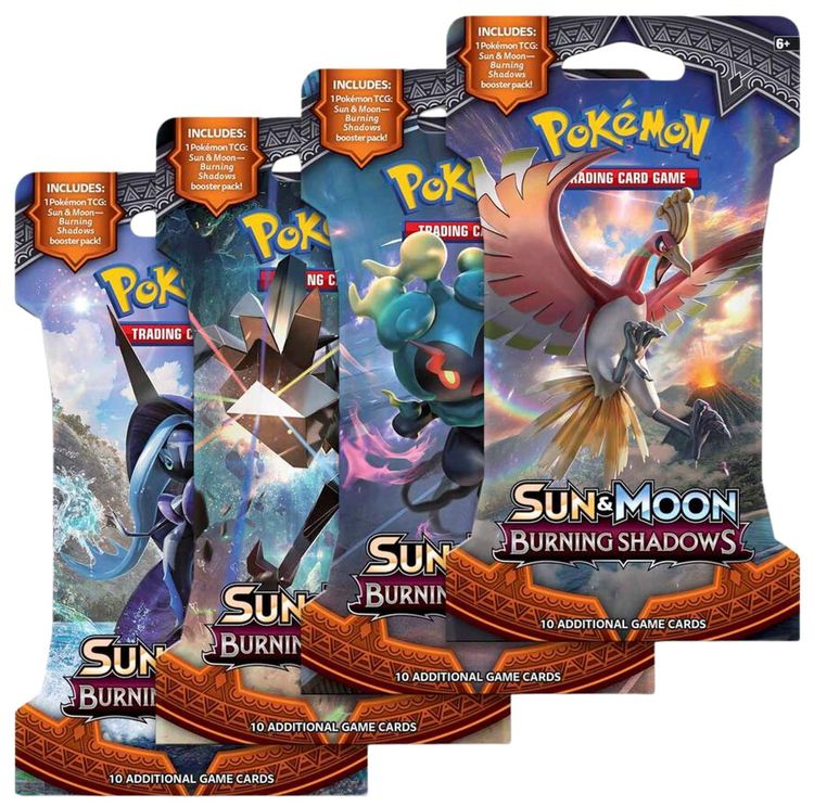 Pokemon Sun  Moon Burning Shadows Sleeved Booster Pack Art Bundle Set of 4