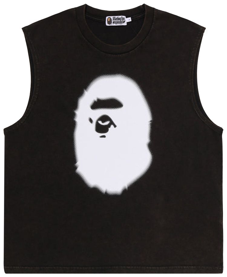 BAPE Heavy Wash Ape Head Cropped Fit Tank Top Black