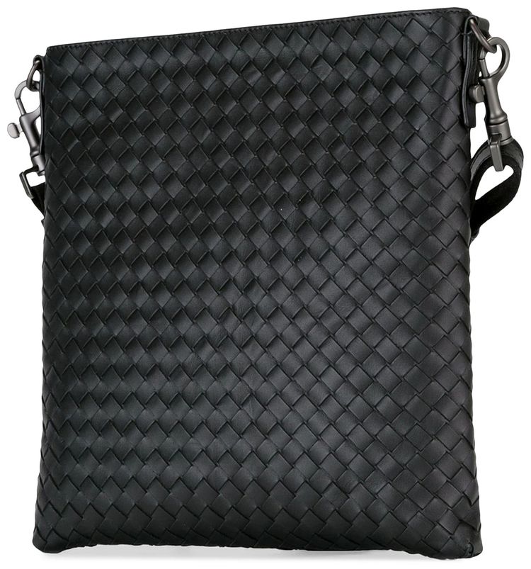 Bottega Veneta Intrecciato Weave Messenger Bag Black