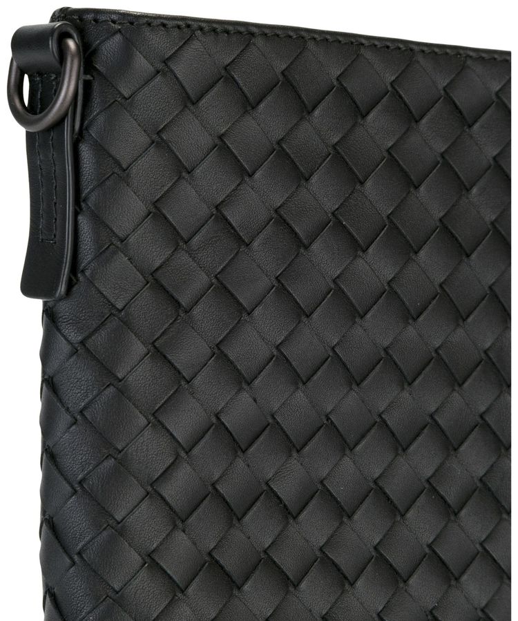 Bottega Veneta Intrecciato Weave Messenger Bag Black
