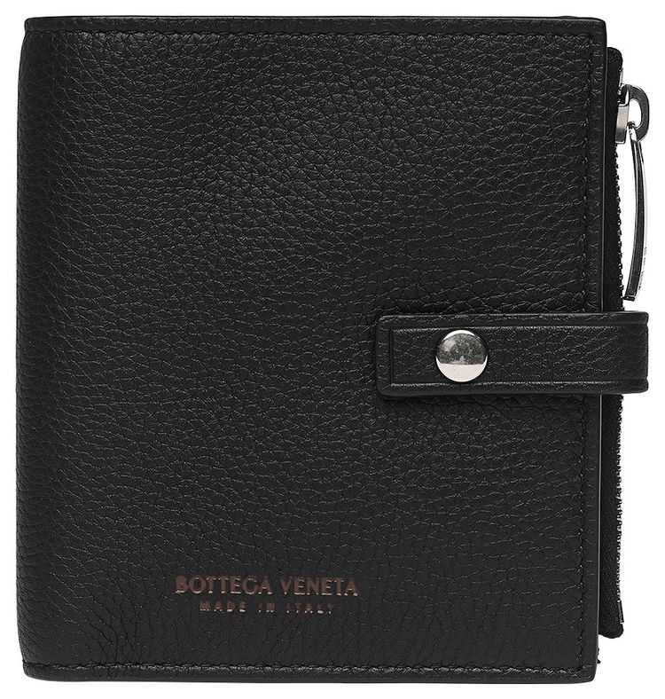Bottega Veneta Bi Fold Leather Wallet Black