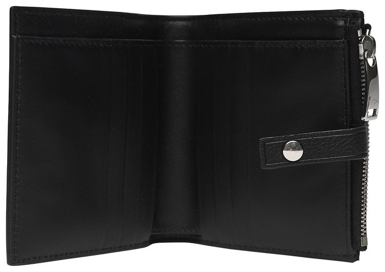 Bottega Veneta Bi Fold Leather Wallet Black