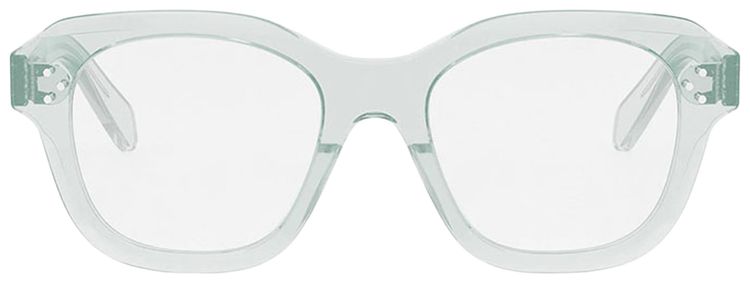 CELINE Square Optical Glasses Shiny Transparent Lime