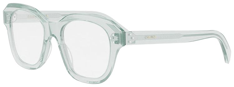 CELINE Square Optical Glasses Shiny Transparent Lime