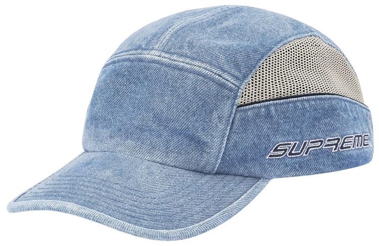 Supreme Side Mesh Piping Camp Cap Denim